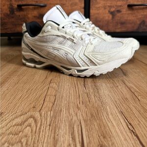 Asics Cream and Black Athletic Shoes